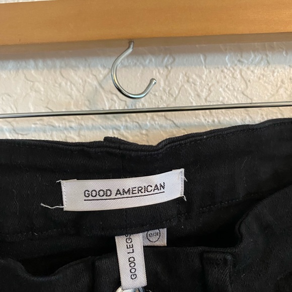 Good American Womens Always Fits Good Ripped Jeans Stretch Deep Black Size 12/31 - Picture 4 of 4